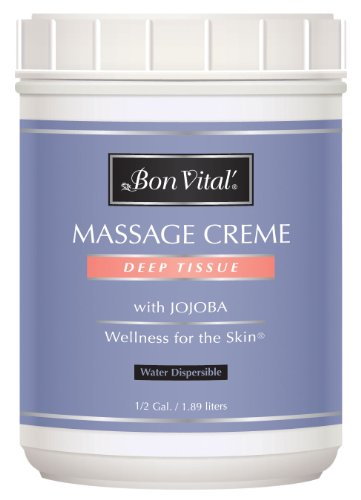 Bon Vital' Deep Tissue Massage Crme, Professional Massage Therapy Cream for Muscle Relaxation, Muscle Soreness, Injury Recovery, Deep Muscle Manipulation, & Sports Massages, 1/2 Gallon Jar