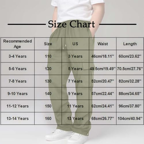 Boys Cargo Pants Casual Sports Sweatpants Trendy Drawstring Jogger Pants Sweatpants Lightweight for 3-13 Years3