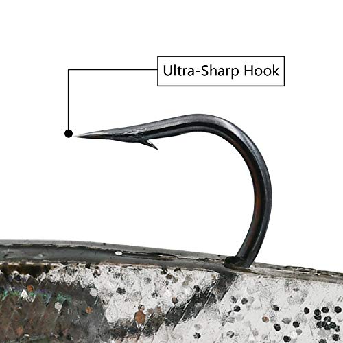 image for GKOUIOI Fishing Lures for Bass, Soft Lure Swimbaits with Hooks, Silico