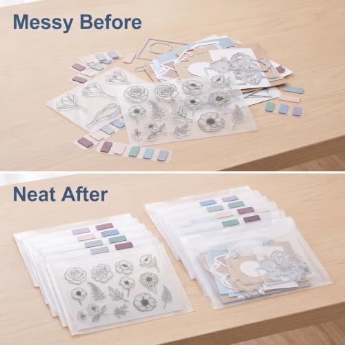 Image of 20 PCS Clear Stamps Storage Panels,Resealable Die Cut Storage Bag, White Plastic Stamps Organizer Panels, Clear Stamp Organizer Set for Die Cutting and Decorative (20PCS)