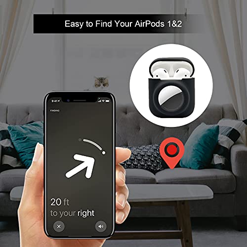 2 In 1 Silicone Protective Skin Cover Compatible With Airpod 1&2 And Airtag, Soft Comprehensive Protective Case With 2 Pcs Tpu Screen Protector, Anti-Scratch Anti-Fall Anti-Lost(Black) #TOP5