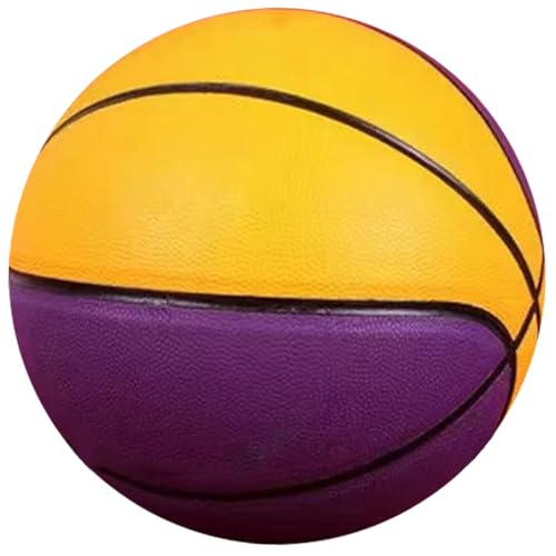 MINDCOLLISION 5/6/7 Smile Basketball, PU -Basketball, gutes Dribbeln und Schießgefühl, Geburtstagsgeschenk, geeignet für den Gebrauch in Innen- und Außenbereich.,Purple + Yellow,No.5