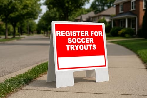 Soccer Tryouts Sign A-Frame 23x23 Red Write-On