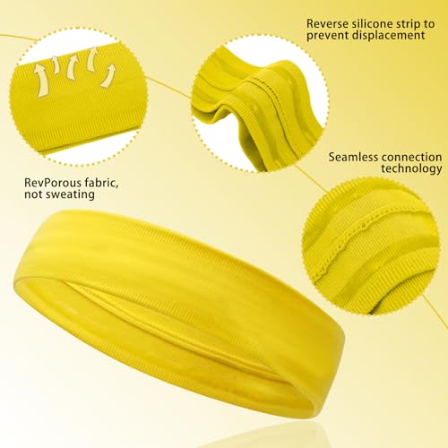 Image of Workout Headbands Non Slip Headband Sport Headbands Sweatbands Elastic Sport Hair Bands for Sports Travel Indoor Fitness Gym