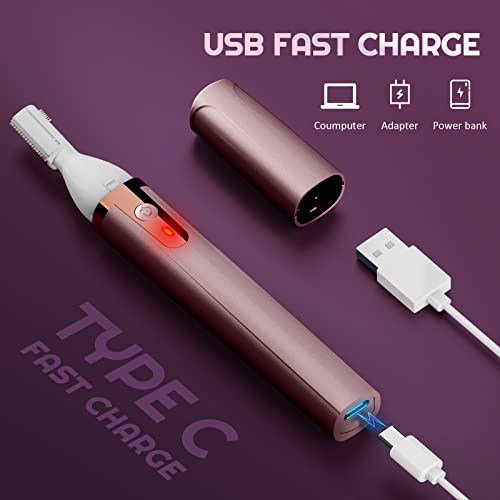Dapsang Eyebrow Trimmer Electric Eyebrow Razor For Women, Rechargeable Facial Hair Shaver Painless Detail Trimmer With Replacement Blade For Face Neck Lips (Rose Pink) #TOP3