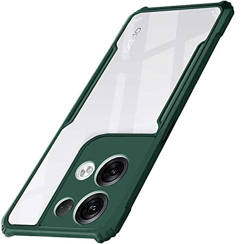 Image of WOW IMAGINE Shock Proof Clear Protective Back Case for Oppo Reno 8 Pro - AirEDGE Technology | 360 Degree Camera Protection | Transparent Hybrid Back Case Mobile Cover - Green