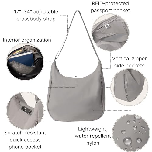 Image of Baggallini Swift Hobo Crossbody Bag for Women - Lightweight 15.7 inchx16 inch Travel Purse Handbag Hobo Bag
