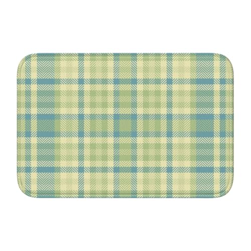 玄関マット チェック柄 緑 バスマット 室内 屋外 足拭きマット カーペット おしゃれ 北欧 滑り止め付き 洗える ベットルーム 浴室 台所 寝室 業務用 家庭用 40×60cm