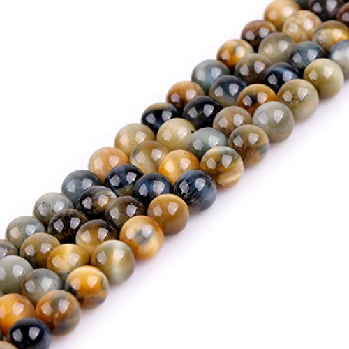 GEM-Inside AAA Grade Natural 8mm Dream Lace Gold Blue Tiger Eye Round Gemstone Semi Precious Loose Beads for Jewellery Making 15" - Image 4