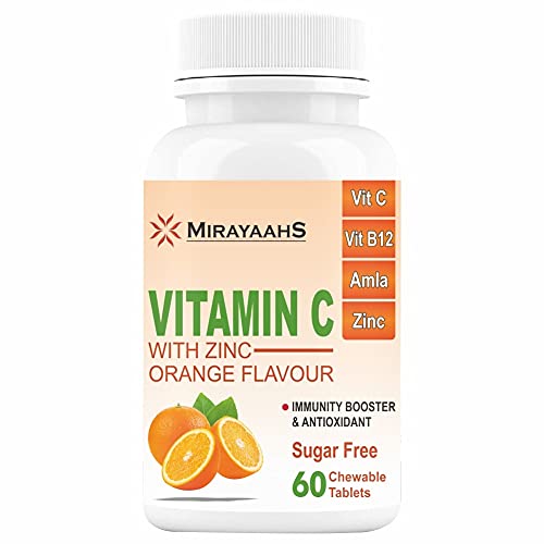 Mirayaahs Vitamin C, B12 and Zinc Supplements For Immunity Antioxidant Skincare Booster Sugar Free Chewable Tablets For Men Women Kids – 60 (Orange Flavor) Mirayaahs Vitamin C, B12 and Zinc Supplements For Immunity Antioxidant Skincare Booster Sugar Free Chewable Tablets For Men Women Kids – 60 (Orange Flavor)