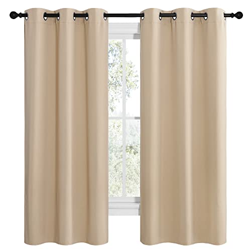 Image of NICETOWN Room Darkening Curtain Panels for Cafe, Thermal Insulated Grommet Room Darkening Draperies /Drapes for Window (Biscotti Beige, 2 Panels, W42 x L68 -inch)