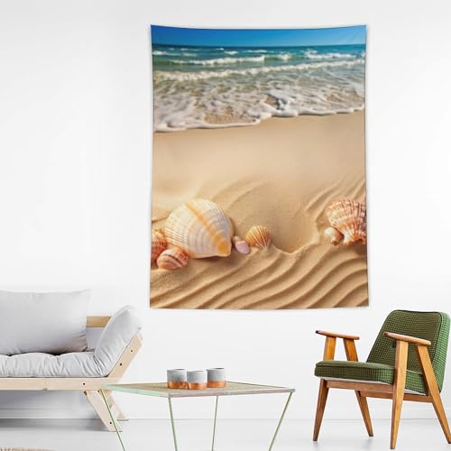 Tapisserie murale esthétique plage drap de lit imprimé sable coquillages pour grand mur