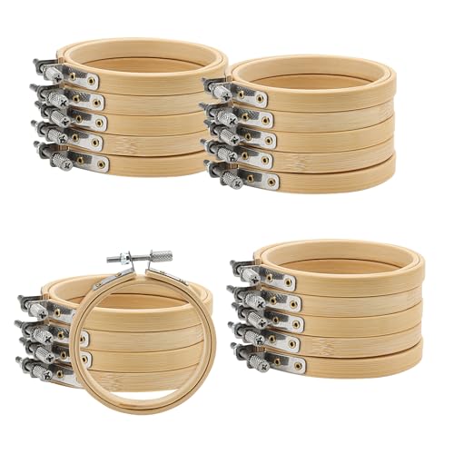 Image of SENJEOK 20Pcs 3 Inch Bamboo Embroidery Hoop, Bamboo Circle Cross Stitch Hoop Ring for Craft Sewing, DIY Project, Decoration
