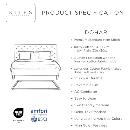Image of 100% Pure Cotton 3 Layer Dohar, Single Bed Blanket Comforter, (60''X90'' / 152X230 CM), Uni Plain, Skin Friendly Dohar, Color - Beige