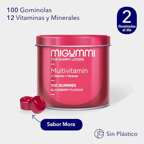 Gominolas Multivitaminas - 100 Gummies sabor natural a Mora - Vitaminas C, D, B12, E, A, B6, B5, Ácido Fólico, Biotina, Zinc, Yodo, Colina - 12 vitaminas y minerales - Vitaminas gominolas - Veganas - imagen 2