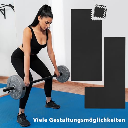 ALPIDEX 1,95 m² Bodenschutzmatte 21 Stück 30x30x1 cm Schutzmatten Set Sportmatte Gymnastikmatte Sportgeräte Matte Fitnessmatte Turnmatte Unterlegmatte Bodenmatte Trainingsmatte Gummimatte, Black