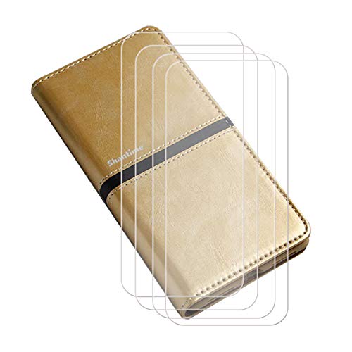 Flip Case para ZTE Blade V41 Vita 5G + [4-Pack] Cristal Templado, HD Vidrio Templado Protector Pantalla, Carcasa Cierre Magnético, Función de Soporte Cover, Billetera Funda (6,6') - Amarillo Dorado-4