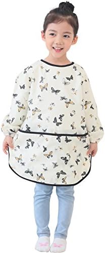 Plie Waterproof Kids Art Smocks 37 Colors (Age 1-10, S-XXL Size), Butterfly Print (38-XXL)