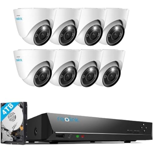 REOLINK 4K 16CH PoE Camera Security System, 8X RLC-833A PoE IP Cameras Bundle with RLN16-410 NVR 16 Channel Pre-Installed 4TB HDD, Motion Spotlights,