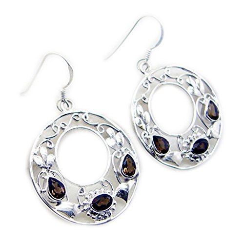 Boucles d'oreilles quartz fumé et argent sterling au style victorien raffiné