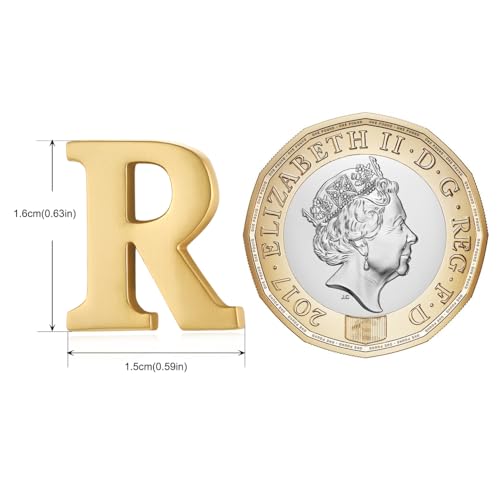 Image of HONEY BEAR Mens Womens Initial Alphabet Letter Lapel Pins Collar Badge Brooches for Business Wedding Graduation Gift Matte Gold 0.59 inches