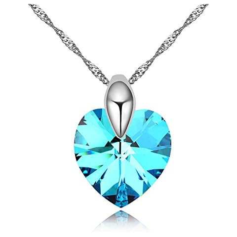 Molie Youfir 925 Sterling Silver Elements Heart of Ocean Pendant Necklace Earrings Set for Gifts(Simplicity) Cover