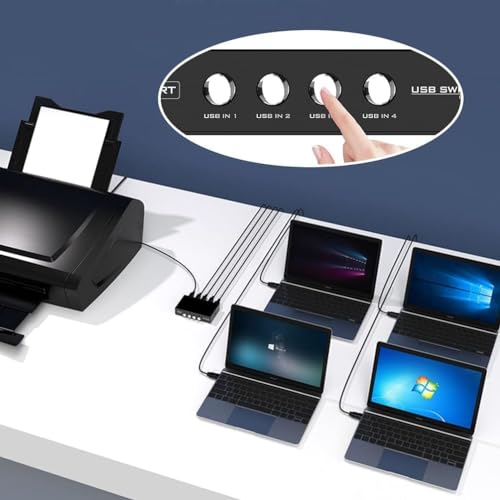 Image of USB 2.0 4 Port Switch Sharing Switcher Selector Adapter Hub for Scanner Printer PC - Black