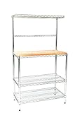 Omega 12' Deep x 30' Wide x 63' High Deluxe Chrome Bakers Rack with Top Shelf & Butcher Block