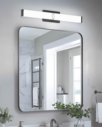 Image of Modern Bathroom Light Fixtures, 24inch Dimmable LED Bathroom Vanity Lights Over Mirror, 25W 2700LM 5CCT Black Vanity Lighting Fixtures for Mirror,ETL Certified