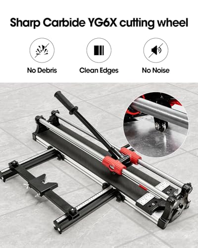 Cortador de azulejos resistente con base de aluminio y doble guía de precisión milimétrica 6