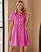 luvamia Womens Fashion Casual Babydoll Denim Dress Short Sleeve Button Down Jean Dress Mini Dresses for Women Womens Dresses Casual Women's Cocktail Dresses Magenta Size X-Small Fits Size 0 Size 2
