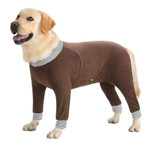 Morycat犬用 ロンパース パジャマ 春夏秋用 四つの足 ルームウエア つなぎ ドッグウエア 全年通用 お出掛け お散歩 防寒 保温 虫よけ対策 脱毛保護 寝間着 部屋着 中大型犬 (ブラウン,34)