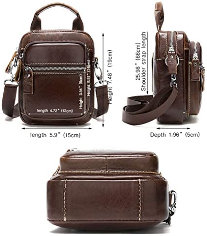 Sacs pour hommes en cuir véritable avec compartiment téléphone portable - 4