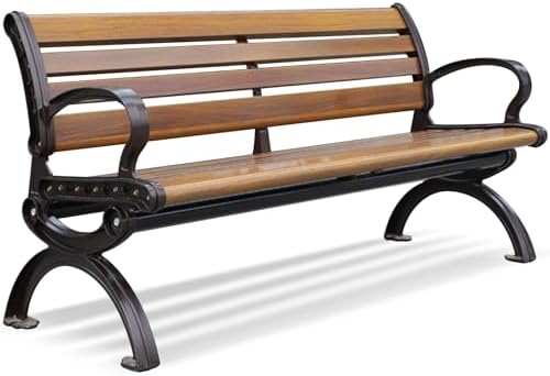 Weatherproof Outdoor Garden Bench - Anti-Rust Metal Frame, Curved Backrest, Durable Paint for Patio & Porch, Stylish Seating for Garden & Backyard Decor