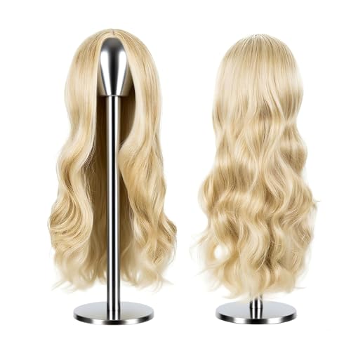 Frauen Lange Lockige Volle Haar Gewellt Perücke 70cm Lange Hitzebeständige Synthetik Perücke mit Mittelscheitel und realistischer Gewellt Ideal für Cosplay Karneval Fotoshooting
