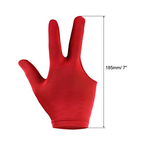 PATIKIL 3 Fingers Pool Gloves, 4 Packs Billiard Gloves Left & Right Hand Show Gloves Pool Cue Glove for Shooter Carom Pool Snooker Cue Sport, Red - Image 2
