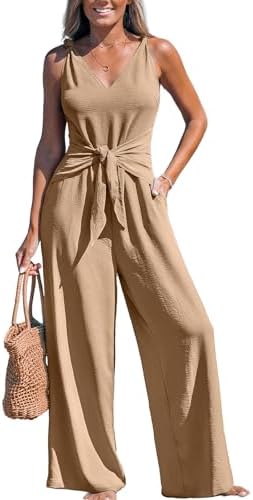 CUPSHE Women's Summer Jumpsuits Sleeveless Tie Knot Wide Leg Long...