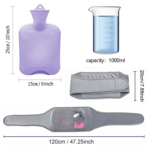 Wärmflasche aus Gummi mit weichem Taillenbezug, Wärmbeutel für Nacken und Schulter, Rücken, Beine, Taille warm - Image 3