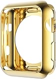 Leotop Compatibile con custodia Apple Watch da 49 mm, morbida e flessibile in TPU placcato, protezione paraurti, lucida, leggera, sottile, antiurto, colore: oro, serie Ultra 2/1 da 49 mm