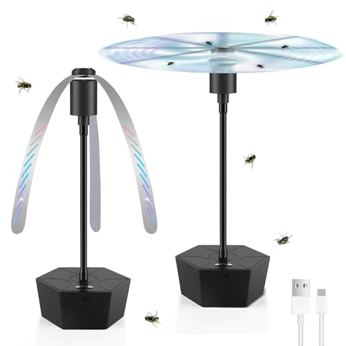 Taozoey Repellente per Mosche, 2 Pezzi Repellente per Mosche da Tavolo, Repellente Zanzare, Ventilatore Anti Mosche, Respinge Vespe e Mosche Il Campeggio o Ristoranti (Modello ricaricabile)
