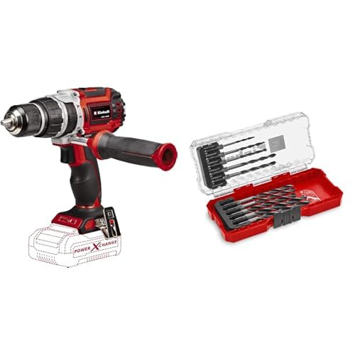 Einhell Profesional Taladro percutor con batería TP-CD 18/60 Li-i BL-Solo Power X-Change (18V, motor sin escobillas, 60 Nm, nº de impactos 32.000 rpm, sin batería)+ E-Case S Brocas 10P