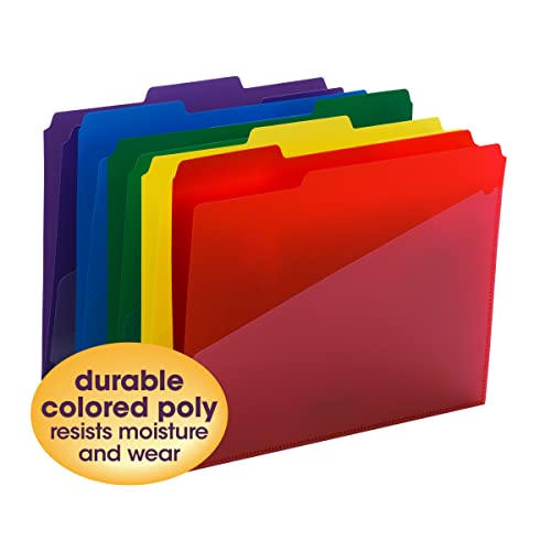 Smead Slash Pocket Poly File Folders, 1/3-Cut Tab, Letter Size, Assorted Colors, 30 Per Box (10540) #TOP2