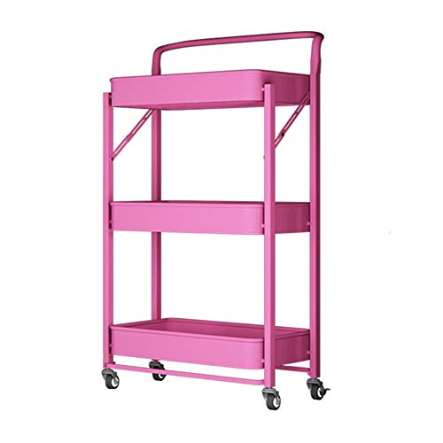 Étagère rose amovible : optimisez votre petit espace avec ce chariot pliable 3 niveaux