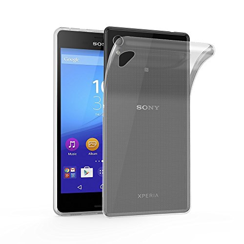 Cadorabo Case Compatible with Sony Xperia M4 Aqua in Fully Transparent - Shockproof and Scratch Resistant TPU Silicone Cover - Ultra Slim Protective Gel Shell Bumper Back Skin