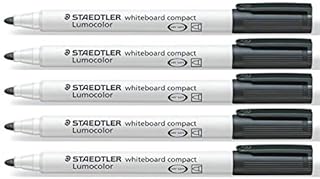 Staedtler Black Lumocolor Compact Whiteboard Board Markers Pens Drywipe 341 (Pack of 5) Drywipe 341