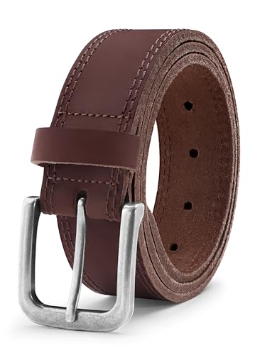 MILORDE Men's Jean Leather Belt, 35mm 100% Genuine Leather, Handmade, Classic Designs for Work and Casual