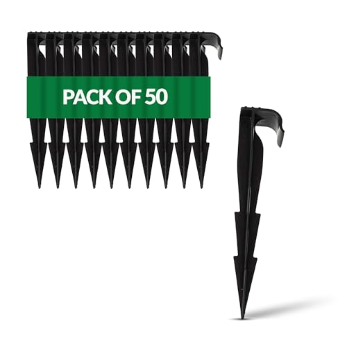 GARDENIX® Pack of 50 AquaPEG Ground Securing Pegs for Drip Irrigation Line Weeping Pipe Soaker Hose