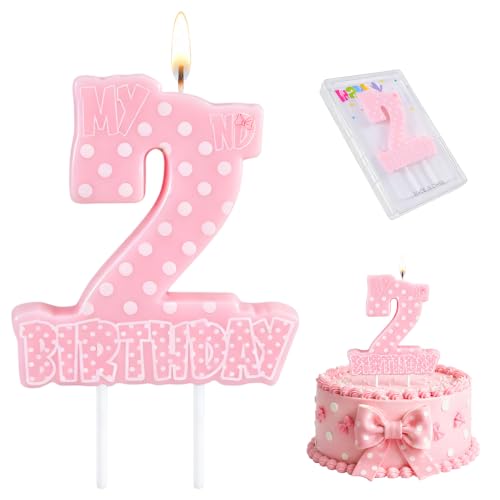 Pink Number 2 Birthday Candle