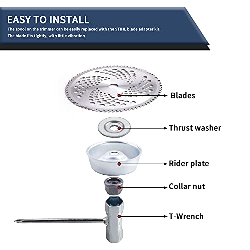 Plumia 10" X 80T Carbide Tip Brush Cutter Trimmer Blades With Universal Adapter Kit, Premium Stainless Steel Trimmer Head Compatible With Cutter, Trimmer, Weed Eater (2 Pack) #TOP3