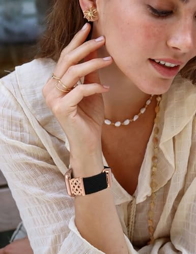 Image of TOYOUTHS Braided Magnetic Band Compatible with Apple Watch Bands 38 /40 /41 /42 /44 /45 /46 /49mm Women Men, Dressy Celtic Metal Stretchy Elastic Strap for iWatch Series 11 10 9 8 7 6 5 4 SE /Ultra 3 2 1